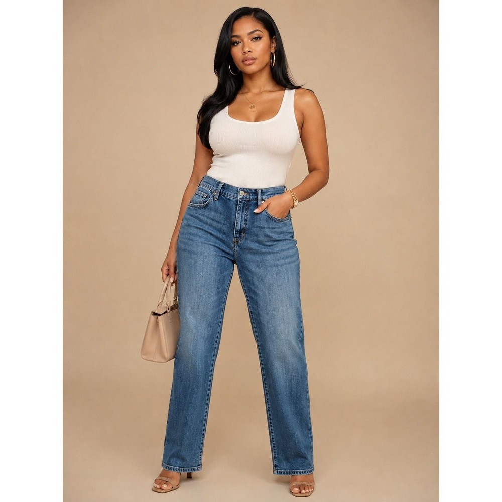 Lauren Ralph Lauren Jeans Co Blue Straight Leg Stretch Denim Jeans Women 16